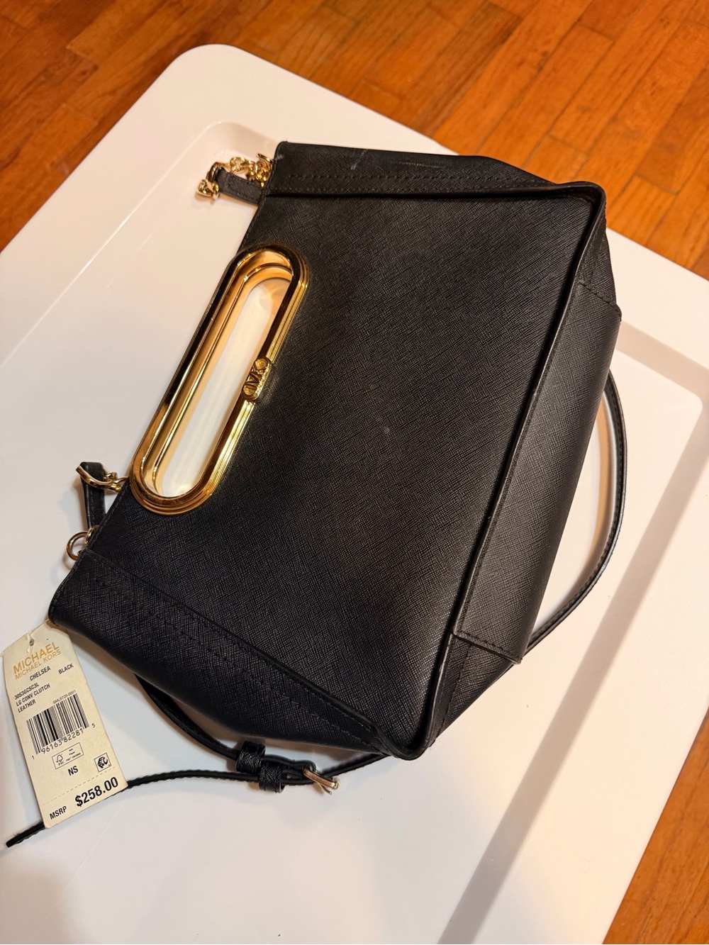 Michael Kors Black Saffiano Satchel with Gold Oval Handle